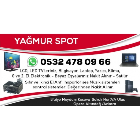 Ankara 2.El - 0 Laptop Bilgisayar Elektronik Eşya Alan Satan Mağaza - Yağmur Spot Kartvizit