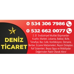 Kartvizit-Deniz Ticaret -Ankara ikinci el endüstriyel mutfak eşyası,market,restorant,kuaför eşyası alım satım mağazası