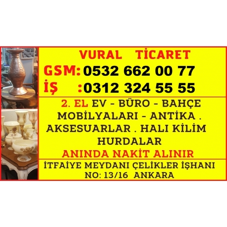 Kartvizit- Vural Ticaret - Ankara İkinci Ev, Büro, Bahçe Mobilyası, Antika, Elbise, Mutfak Eşyası, Aksesuar ve Hurda Alım Satım