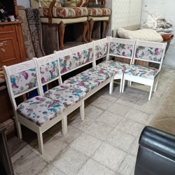 Küçük Boy Renkli Desenli Ahşap Mutfak Köşe Takımı | 2.El - Eski Eşya Pazarı