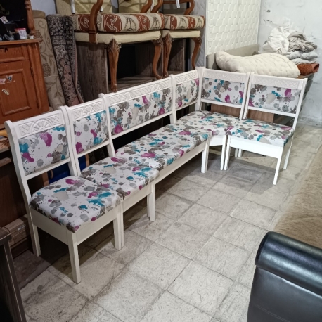 Küçük Boy Renkli Desenli Ahşap Mutfak Köşe Takımı | 2.El - Eski Eşya Pazarı
