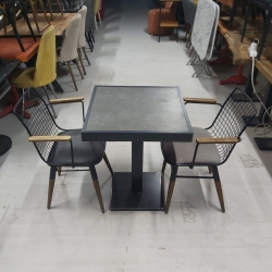 Kare Masa ve 2 Adet Tel Sandalye Takımı | Öztürk Mobilya Ankara