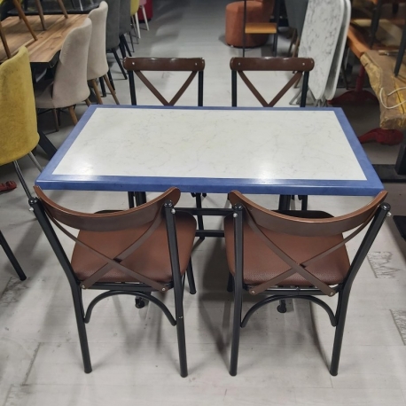 Dikdörtgen Masa ve Kahverengi Metal Sandalye Takımı | Öztürk Mobilya | Ankara