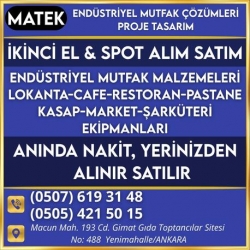 Matek Endüstriyel  Mutfak | Ankara Spot ve İkinci El Mutfak Ekipmanları