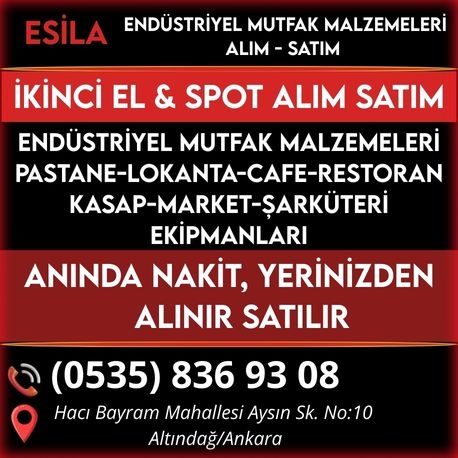 Kartvizit- ESİLA MUTFAK Endüstriyel Mutfak Ekipmanları Market Lokanta Kasap Pastane Alım Satımı Yapan Mağaza