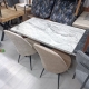 Dikdörtgen Mermer Desenli Kafe Masa Takımı – 4 Adet Modern Sandalye Seti