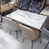Dikdörtgen Mermer Desenli Kafe Masa Takımı – 4 Adet Modern Sandalye Seti