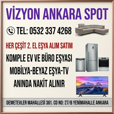 Kartvizit-Vizyon Ankara Spot İkinci El Eşya, İkinci El Ev ve Büro Eşyası Alan Satan Mağaza