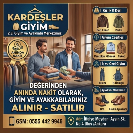Kartvizit-Kardeşler Giyim-Ankara 2.El Elbise Ayakkabı Alım Satımı